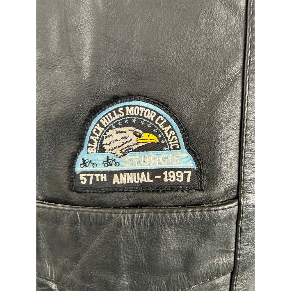 Vintage Harley Davidson Vest 1997 Patch Black Leather Motorcycle Vest Mens Large - Picture 3 of 7